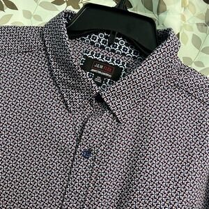 Johnston & Murphy Shirt Mens 2XL Flex Abstract Floral Geometric Long Sleeve